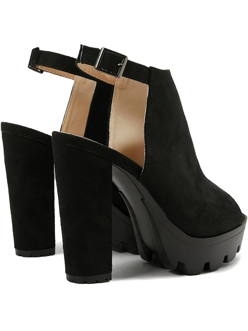 Women Platform Ankle Boots Open Peep Toe Chunky Block High Heel Platform